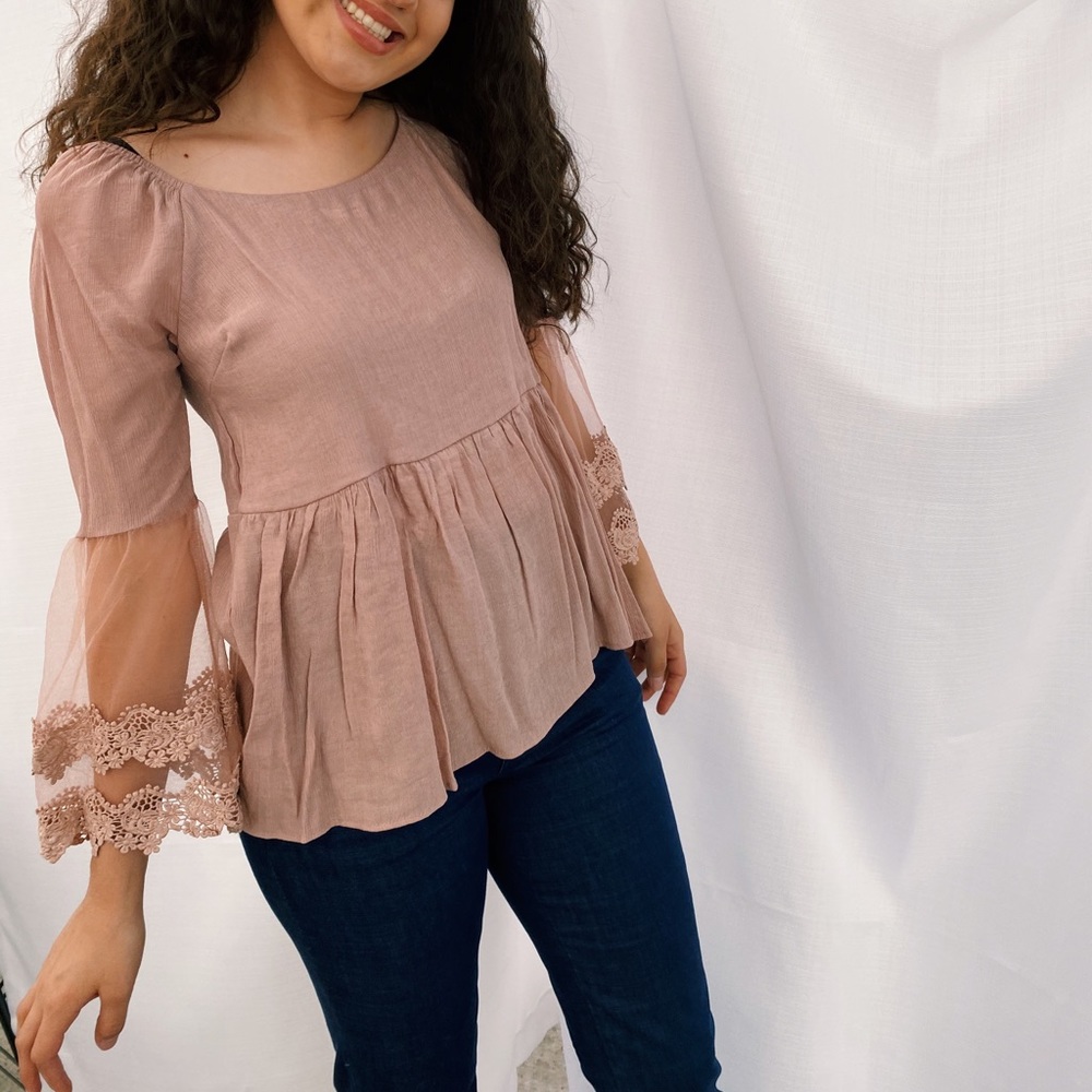 Long sleeve top with lace detailing